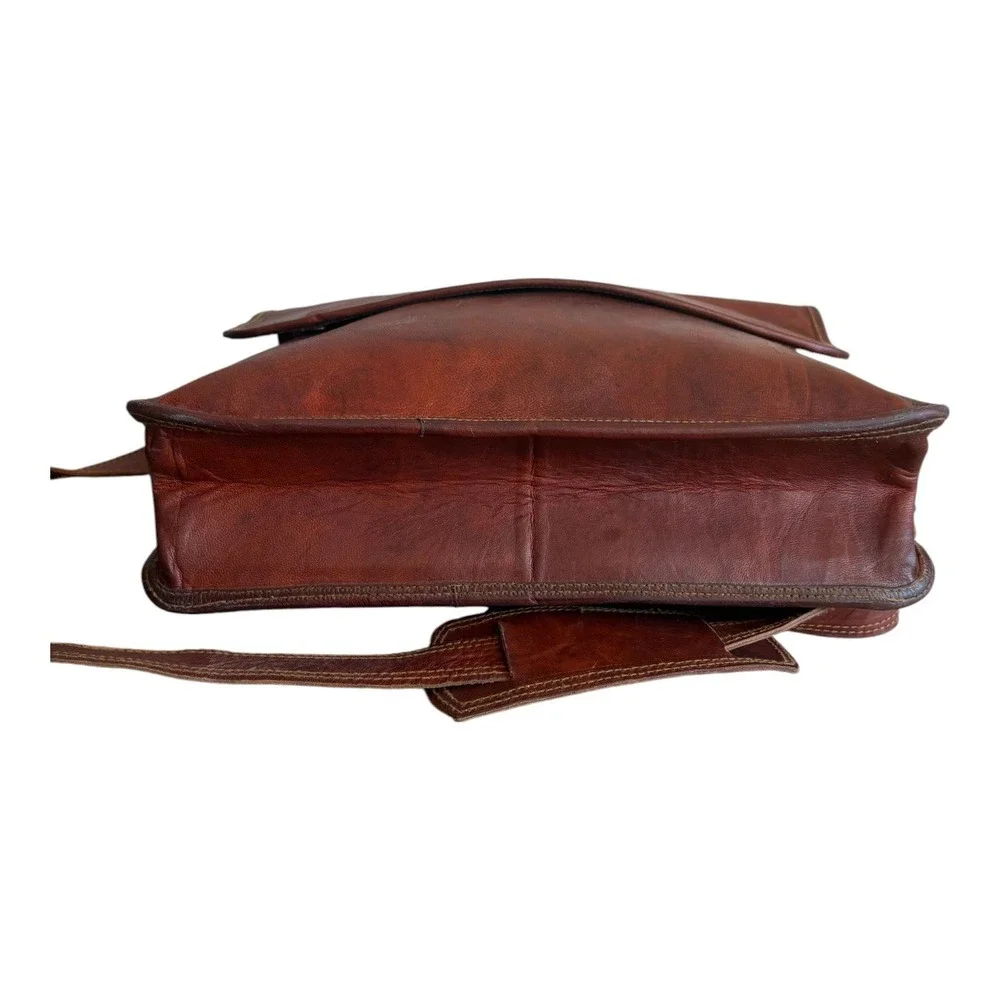 Urban Leather Mens Brown Distressed Leather Messenger Bag Satchel Briefcase